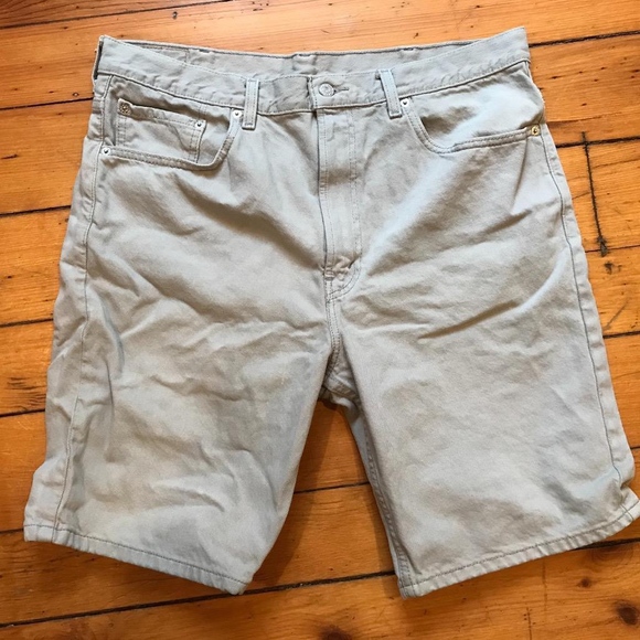 mens beige denim shorts